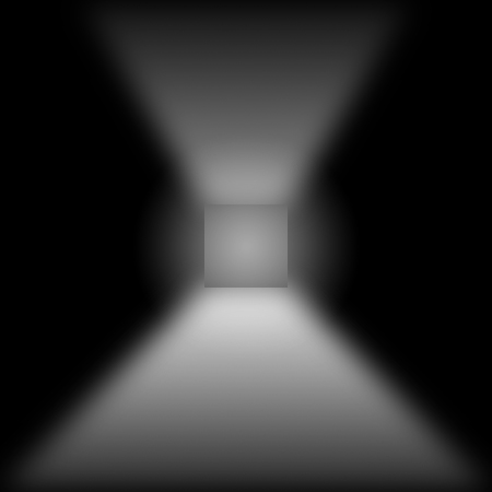 A soft gray square in the middle with triangles of light coming from the top and bottom 