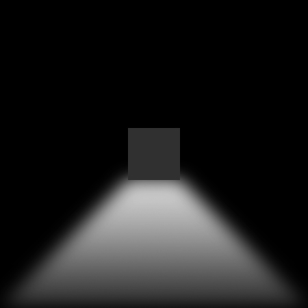 A soft gray square in the middle with a triangle of light coming from the bottom 