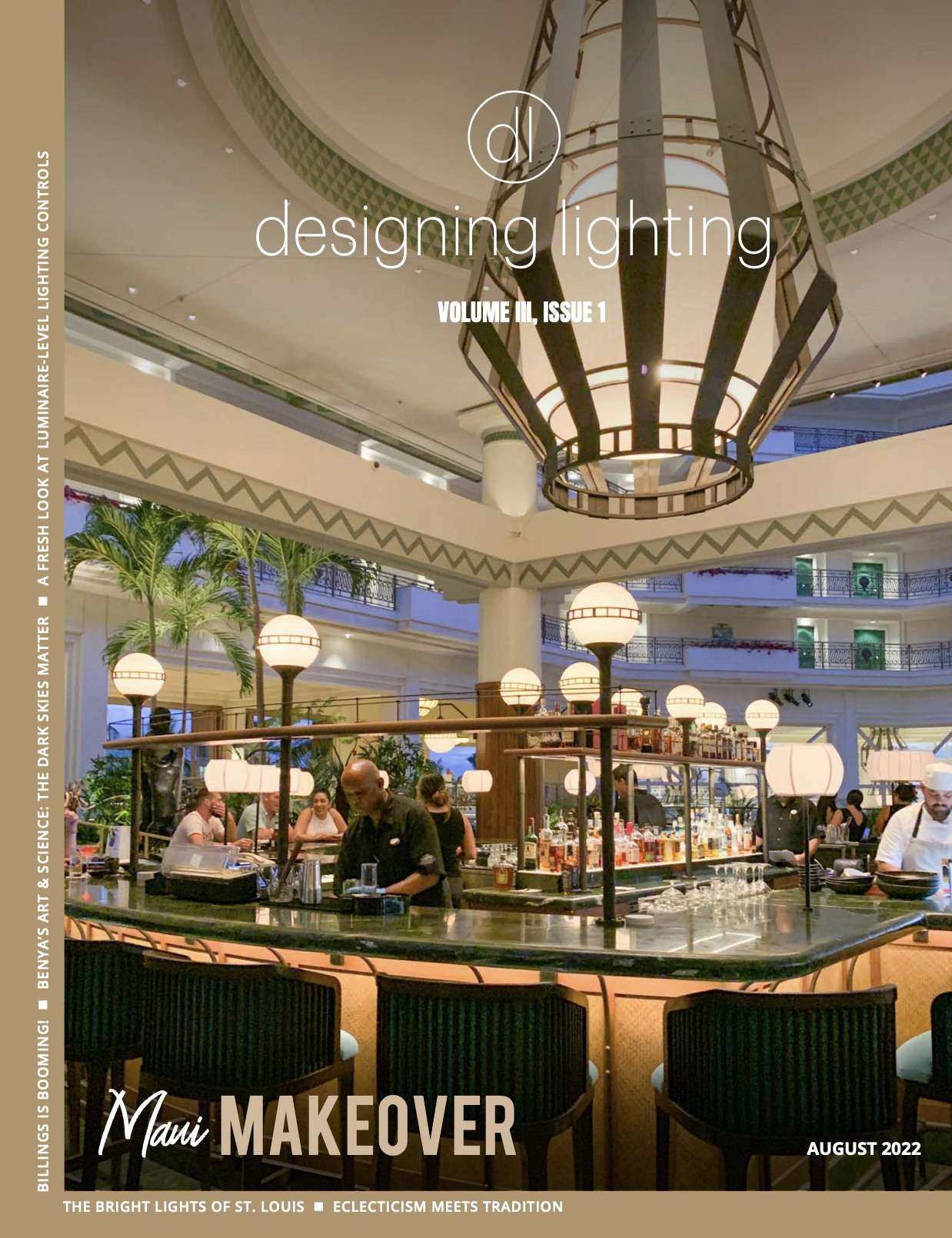 Cover for Designing Lighting magazine for August 2022