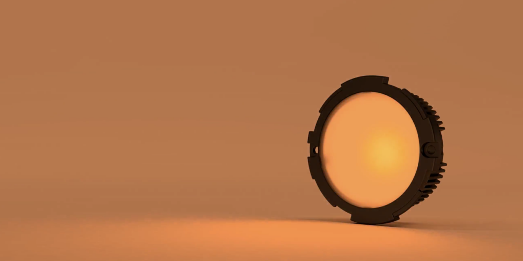A round light on its side