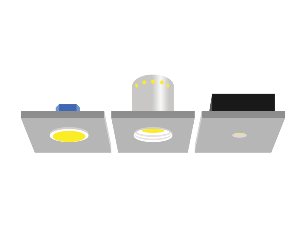 Three examples of LED lights