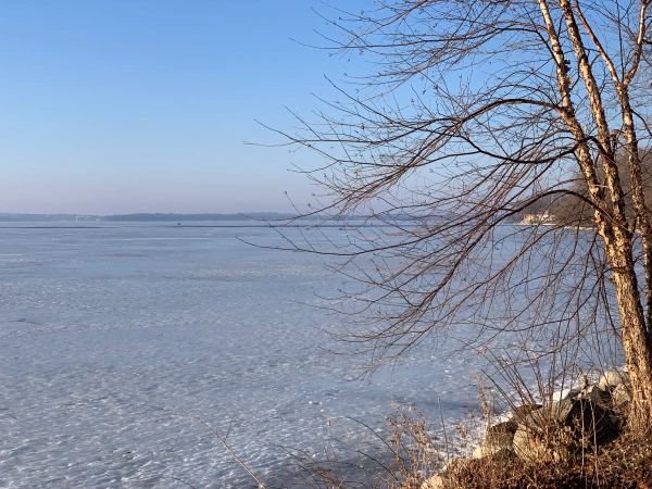 A winter view from the shore of one of the lakes near Madison, WI.