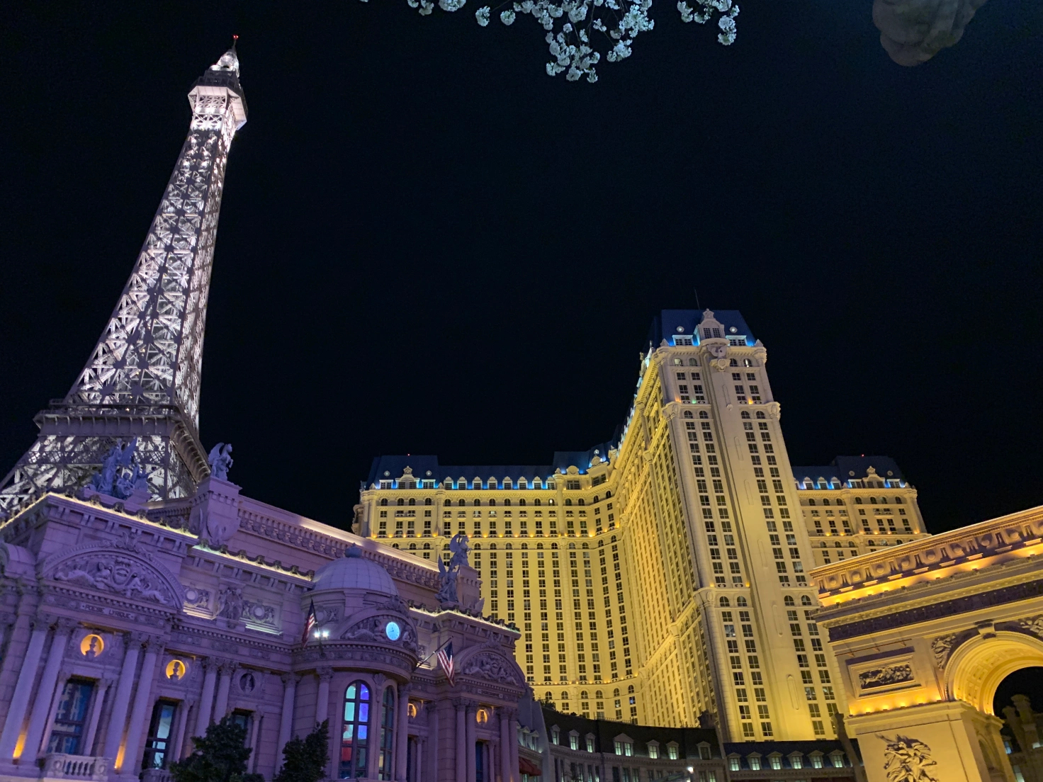 Vegas hotels lit up at night