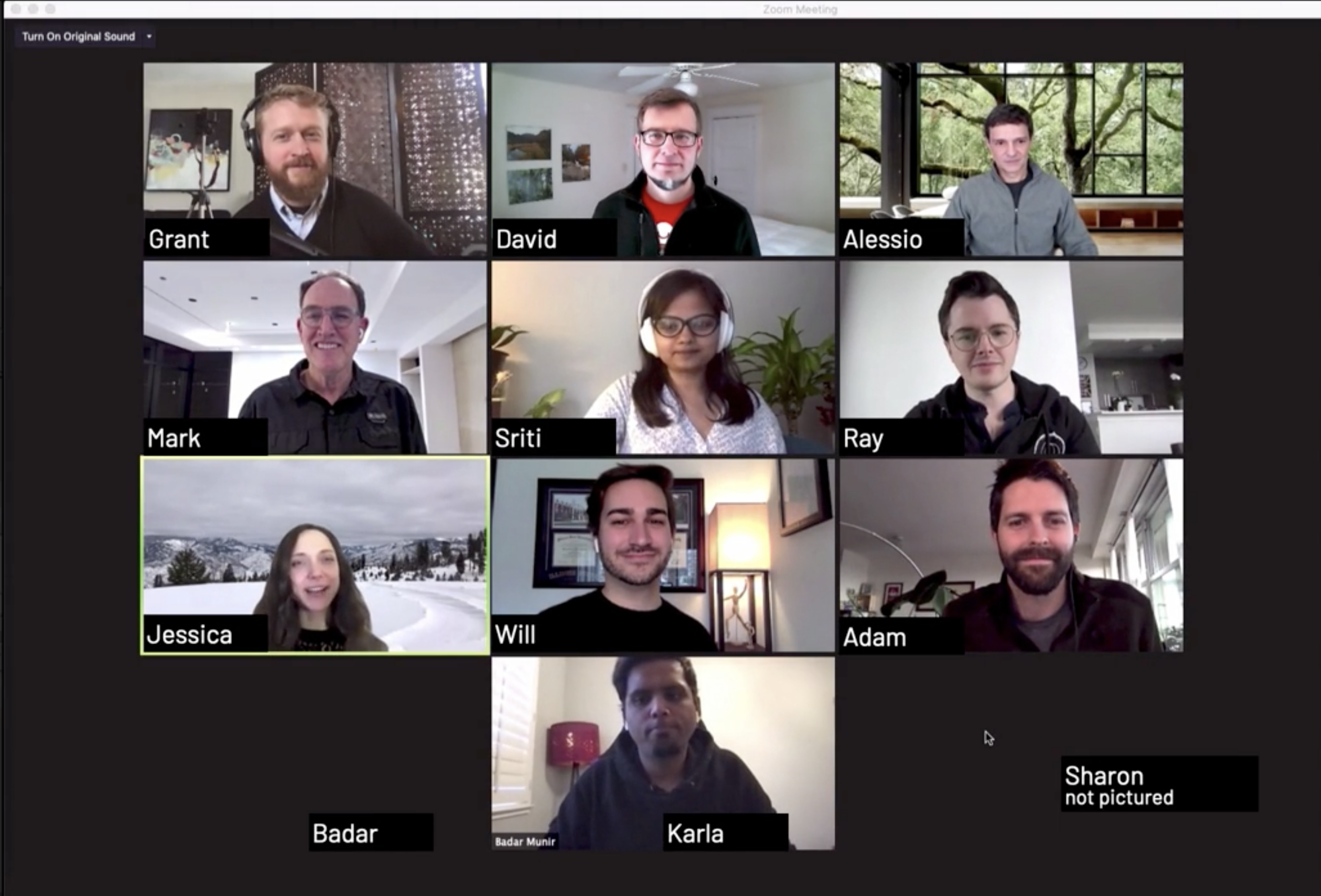 A 3x4 grid of videos from a Zoom video meeting