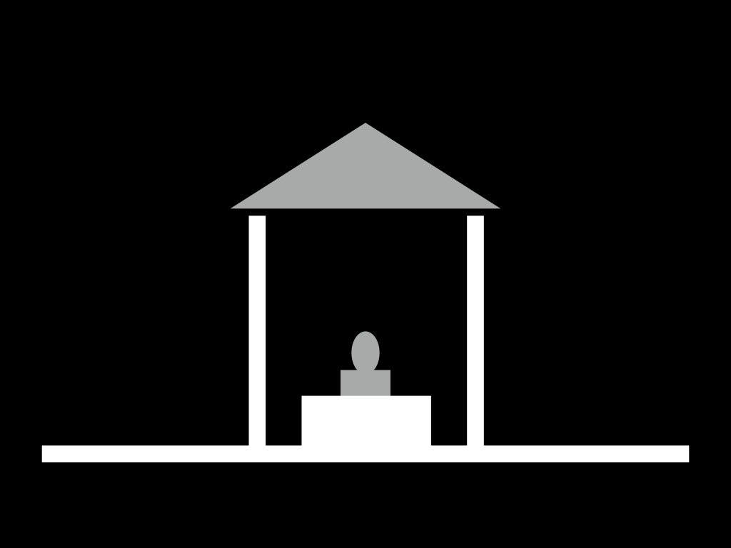 A digital sketch of a figure in a simple structure